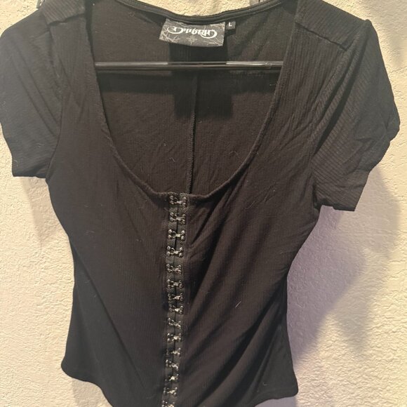 Killstar EYE C U cap sleeve Top ** hook closed top, lightly worn L - Picture 2 of 8